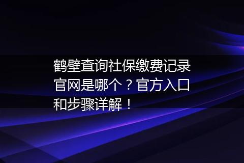 鹤壁查询社保缴费记录官网是哪个？官方入口和步骤详解！