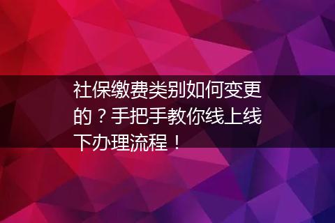 社保缴费类别如何变更的？手把手教你线上线下办理流程！