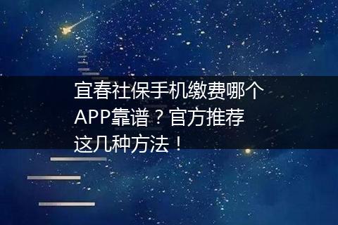 宜春社保手机缴费哪个APP靠谱？官方推荐这几种方法！
