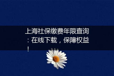 上海社保缴费年限查询：在线下载，保障权益！