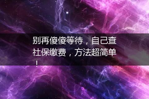 别再傻傻等待，自己查社保缴费，方法超简单！