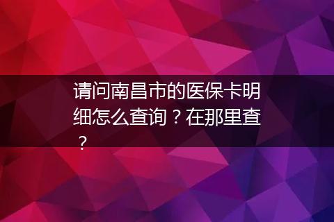 请问南昌市的医保卡明细怎么查询？在那里查？
