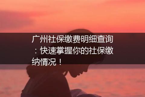 广州社保缴费明细查询：快速掌握你的社保缴纳情况！