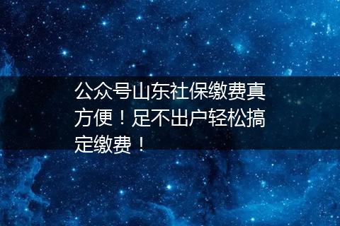 公众号山东社保缴费真方便！足不出户轻松搞定缴费！