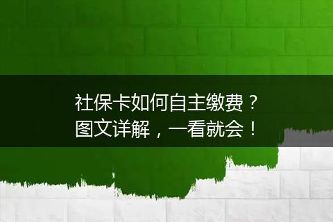 社保卡如何自主缴费？图文详解，一看就会！