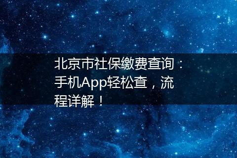 北京市社保缴费查询：手机App轻松查，流程详解！