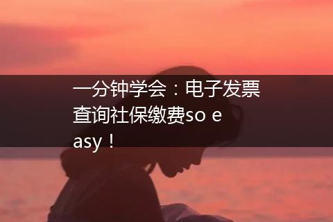 一分钟学会：电子发票查询社保缴费so easy！