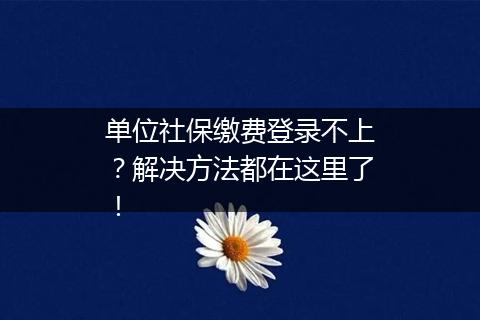 单位社保缴费登录不上？解决方法都在这里了！