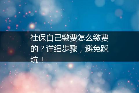 社保自己缴费怎么缴费的？详细步骤，避免踩坑！
