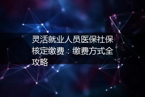 灵活就业人员医保社保核定缴费：缴费方式全攻略