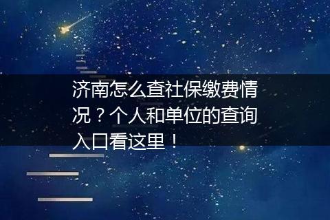 济南怎么查社保缴费情况？个人和单位的查询入口看这里！