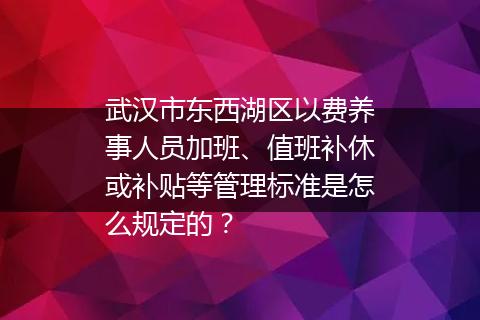 武汉市东西湖区以费养事人员加班、值班补休或补贴等管理标准是怎么规定的？