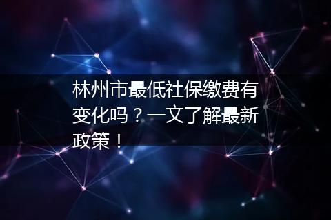 林州市最低社保缴费有变化吗？一文了解最新政策！