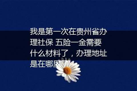我是第一次在贵州省办理社保 五险一金需要什么材料了，办理地址是在哪里了