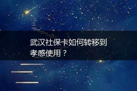 武汉社保卡如何转移到孝感使用？