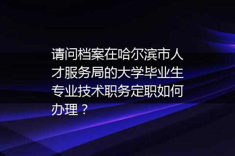 请问档案在哈尔滨市人才服务局的大学毕业生专业技术职务定职如何办理？