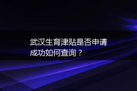 武汉生育津贴是否申请成功如何查询？