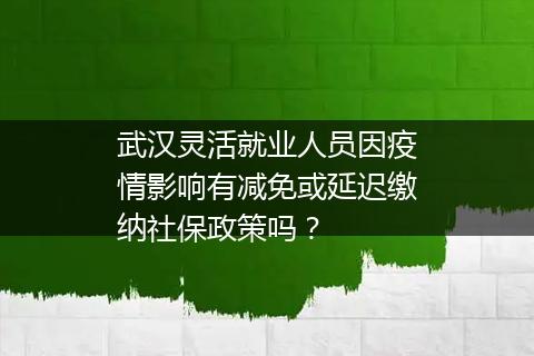 武汉灵活就业人员因疫情影响有减免或延迟缴纳社保政策吗?