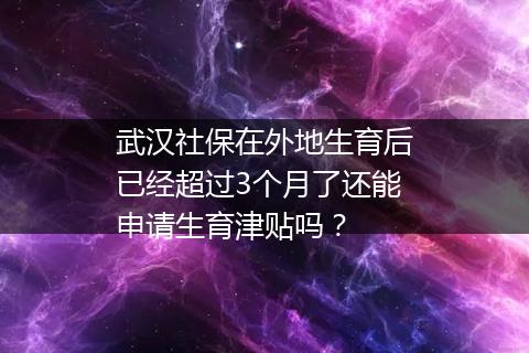 武汉社保在外地生育后已经超过3个月了还能申请生育津贴吗?