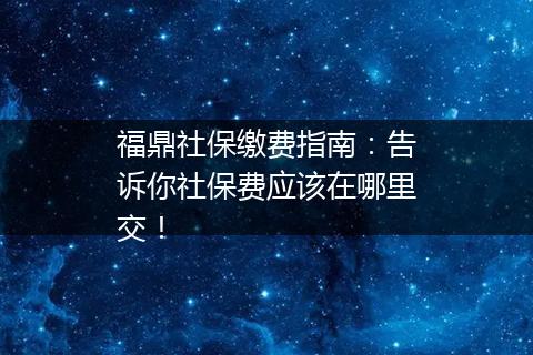 福鼎社保缴费指南:告诉你社保费应该在哪里交!