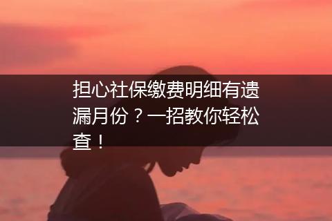 担心社保缴费明细有遗漏月份？一招教你轻松查！