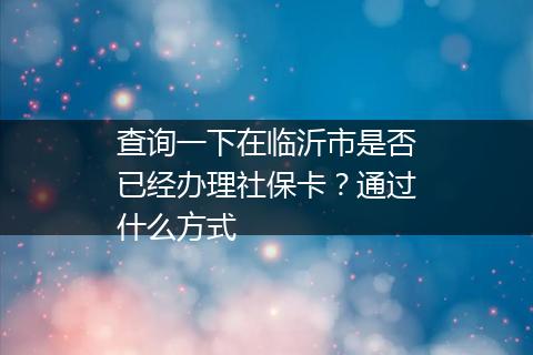 查询一下在临沂市是否已经办理社保卡？通过什么方式