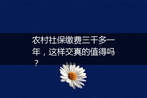 农村社保缴费三千多一年，这样交真的值得吗？