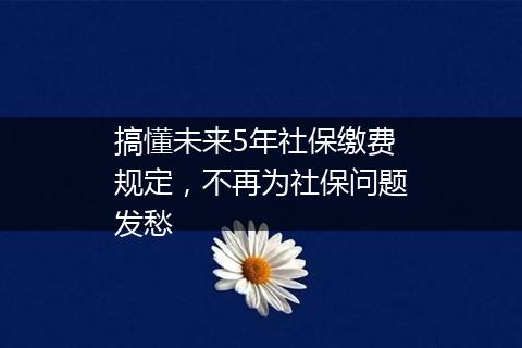 搞懂未来5年社保缴费规定，不再为社保问题发愁