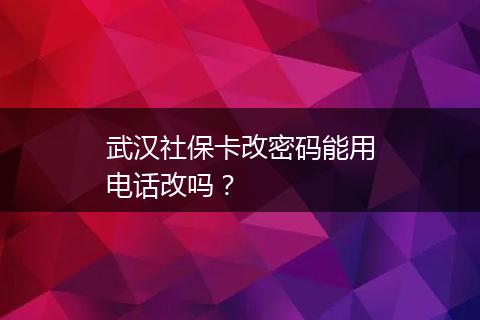 武汉社保卡改密码能用电话改吗？