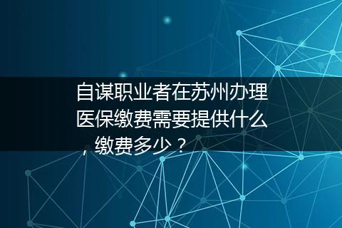 自谋职业者在苏州办理医保缴费需要提供什么，缴费多少？