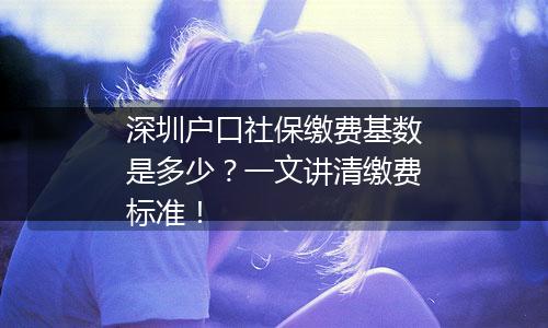 深圳户口社保缴费基数是多少？一文讲清缴费标准！