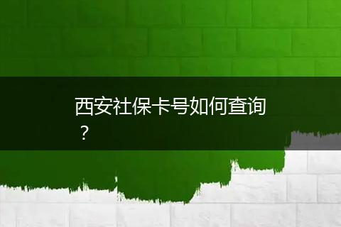 西安社保卡号如何查询？