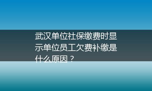 武汉单位社保缴费时显示单位员工欠费补缴是什么原因？