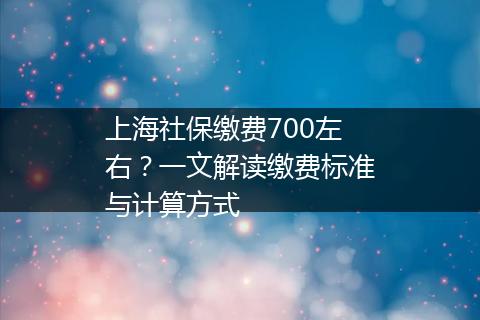 上海社保缴费700左右？一文解读缴费标准与计算方式