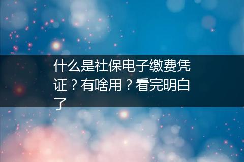 什么是社保电子缴费凭证？有啥用？看完明白了