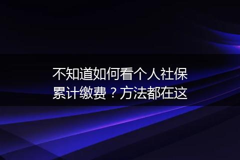 不知道如何看个人社保累计缴费？方法都在这