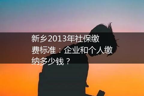 新乡2013年社保缴费标准：企业和个人缴纳多少钱？