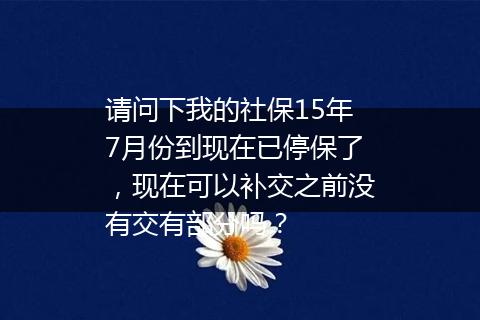 请问下我的社保15年7月份到现在已停保了，现在可以补交之前没有交有部分吗？