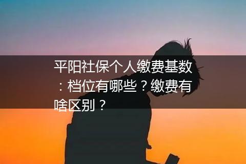 平阳社保个人缴费基数：档位有哪些？缴费有啥区别？