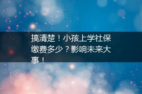 搞清楚！小孩上学社保缴费多少？影响未来大事！