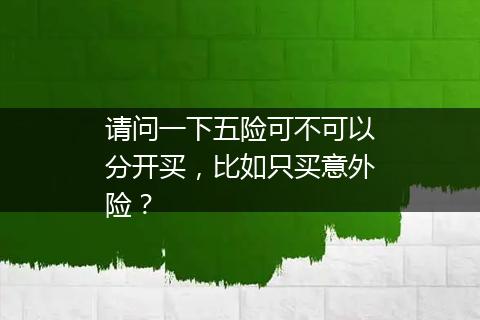 请问一下五险可不可以分开买，比如只买意外险？
