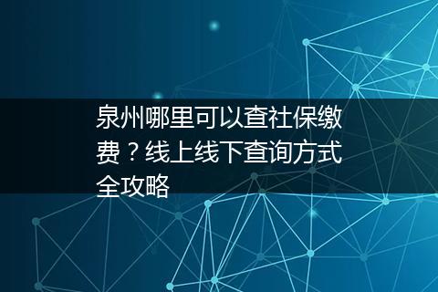 泉州哪里可以查社保缴费？线上线下查询方式全攻略
