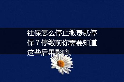 社保怎么停止缴费就停保？停缴前你需要知道这些后果影响。