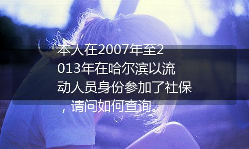 本人在2007年至2013年在哈尔滨以流动人员身份参加了社保，请问如何查询。