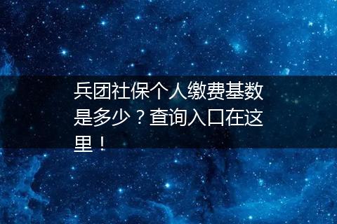 兵团社保个人缴费基数是多少？查询入口在这里！