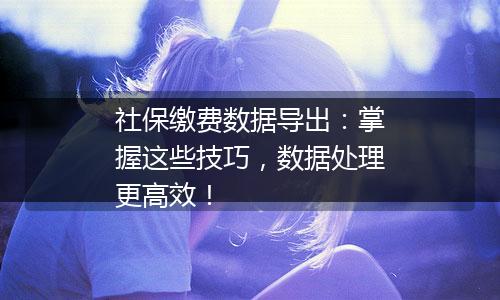 社保缴费数据导出：掌握这些技巧，数据处理更高效！