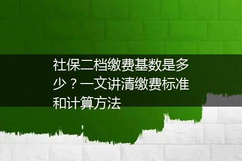 社保二档缴费基数是多少？一文讲清缴费标准和计算方法