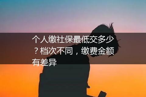 个人缴社保最低交多少？档次不同，缴费金额有差异
