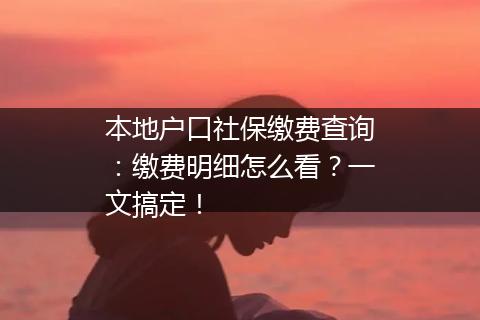 本地户口社保缴费查询：缴费明细怎么看？一文搞定！