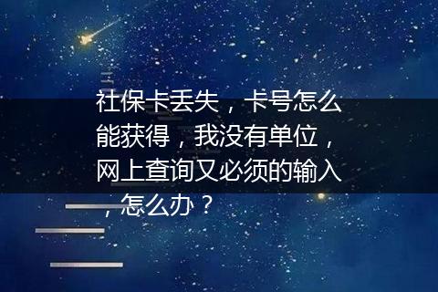 社保卡丢失，卡号怎么能获得，我没有单位，网上查询又必须的输入，怎么办？